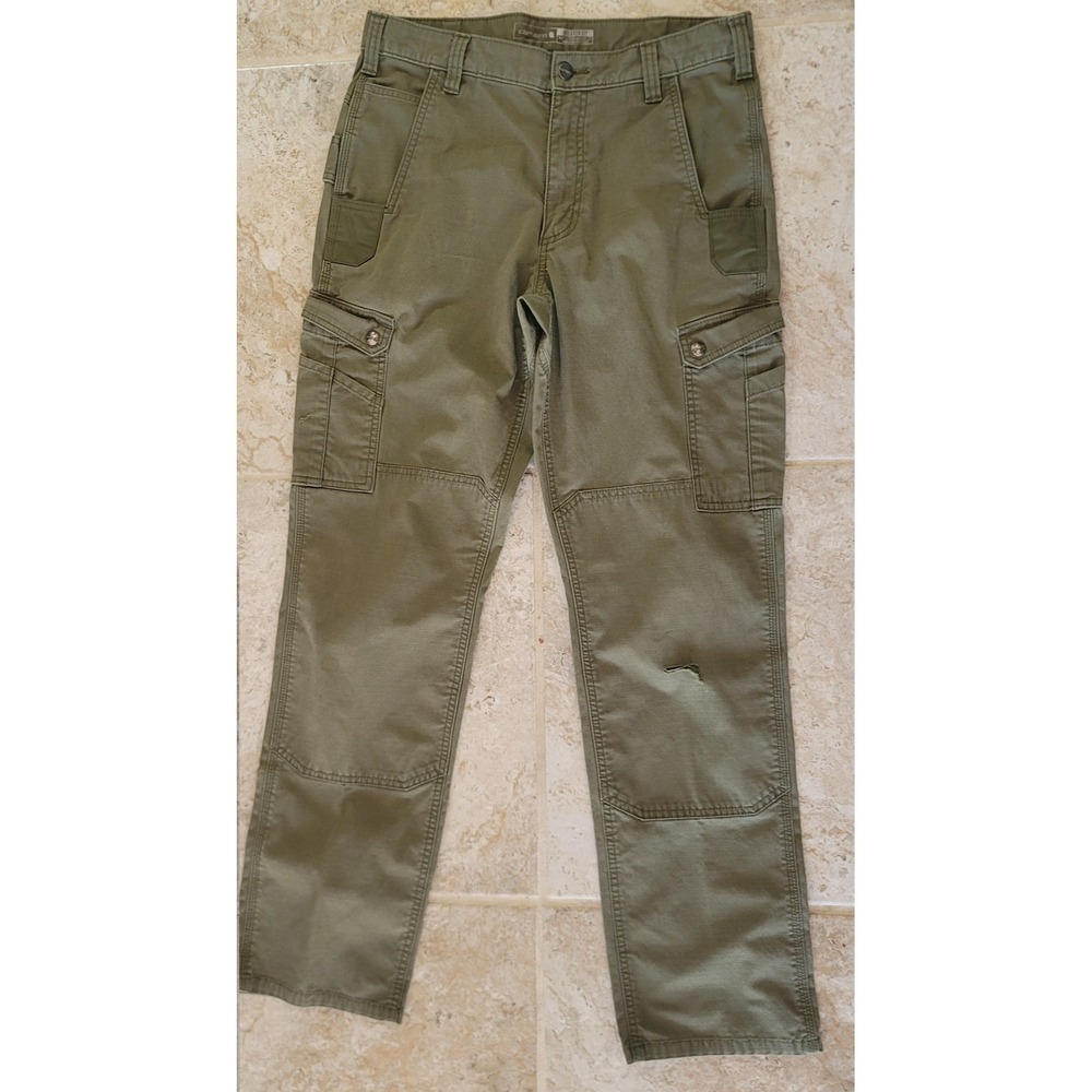 Carhartt Cargo Pants Mens 33x34 Green BN5461M Relaxed Fit Ripstop Workwear Worn